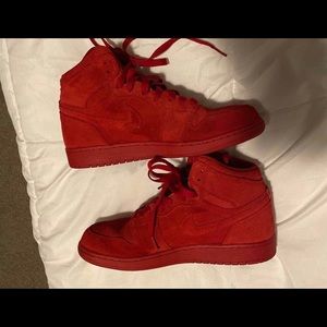 Air Jordan 1 red suede sneakers
